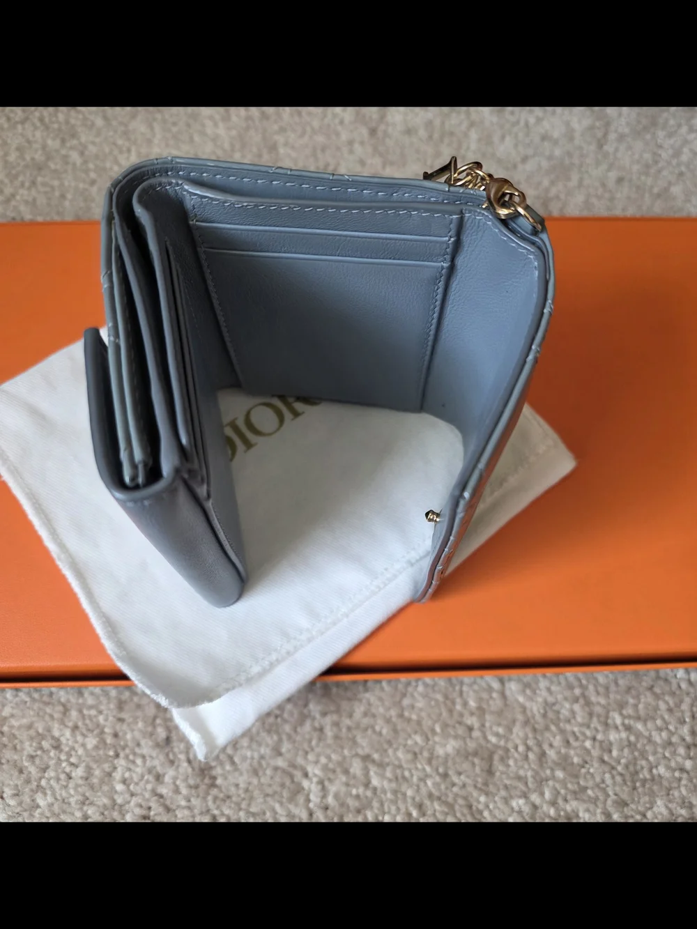 Lady Dior Lotus Patent Quilted Wallet